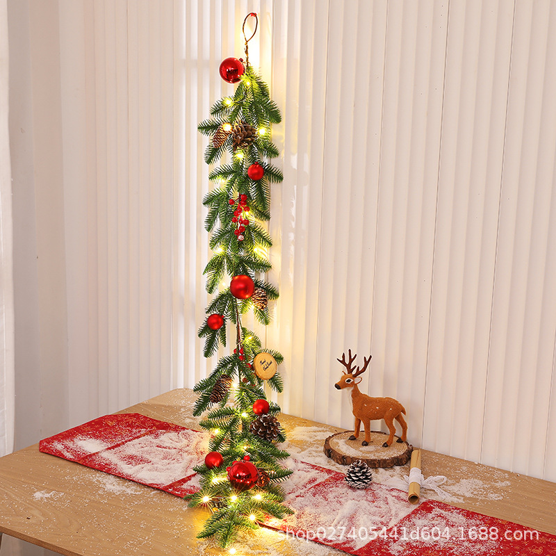 [En Stock al por mayor] Corona de Navidad decoración de Navidad árbol colgante de pared de ratán 405070cmPE cuerno Flor de Navidad