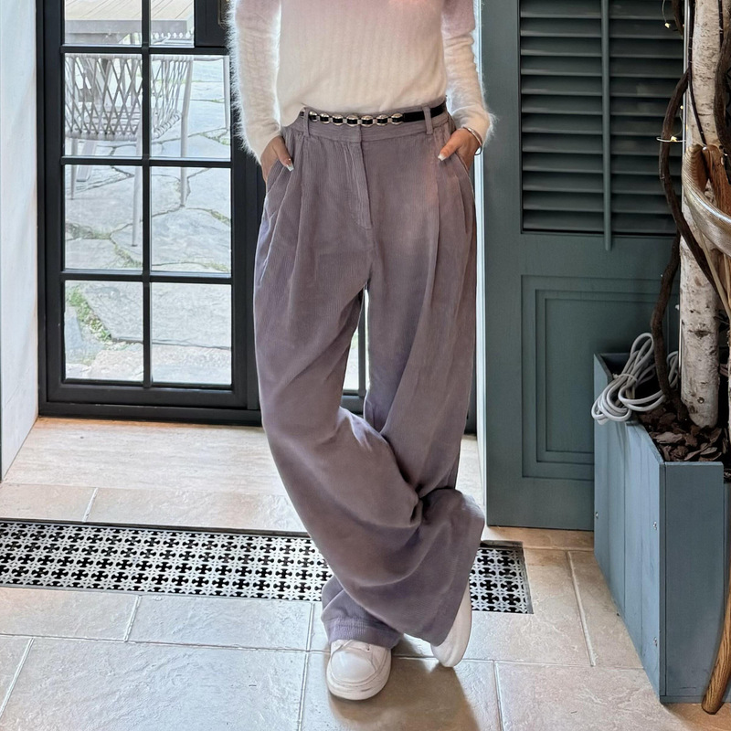 Bs26 New Autumn French-Style Lavender Purple Corduroy Wide-Leg Pants Straight High-Waisted Long Pants 1H25Vedw Bs26 New Autumn French-Style Lavender Purple Corduroy Wide-Leg Pants Straight High-Waisted Long Pants 1H25Vedw