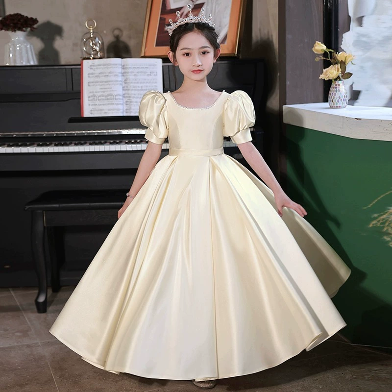 Детское элегантное элитное платье, маленький принцессовый костюм, костюм для выступления на пианино, костюм, подарок на день рождения, цвет шампанское