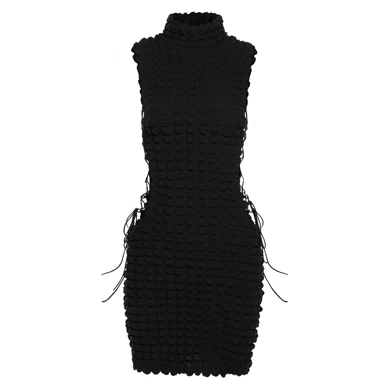 Style 2022 Spring Summer New Women  Fashion round Neck Sleeveless Sexy Lace-up Hollow Slim Sheath Dress - Dresses - Uniqistic.com