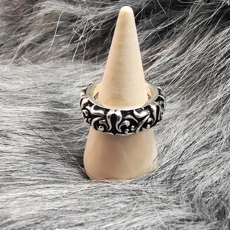 Personalized Cross Silver Ring for Men and Women, Trendy Retro Thai Silver Eternal Vine Ring for Couples