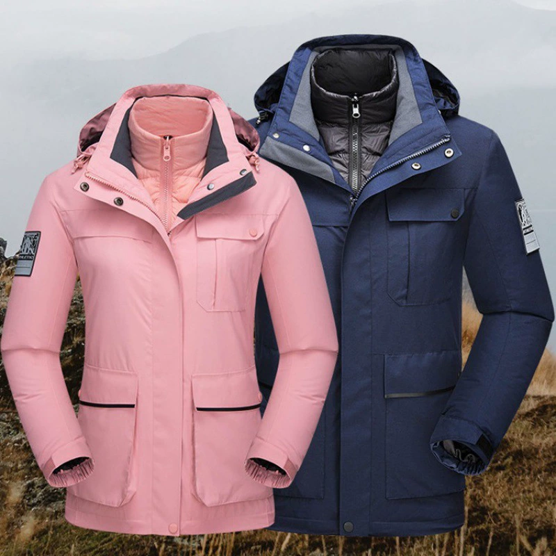 Заводская пуховая внутренняя рубашка три в одном штурмовая одежда для мужчин и женщин зимой на открытом воздухе ветрозащитная водонепроницаемая теплая куртка 8799