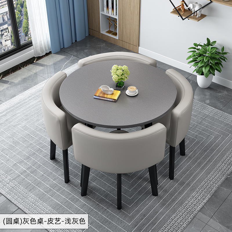 Simple Recepción y negociación pequeña mesa redonda mesa de recepción negociación reunión mesa de invitados y silla traje Oficina área de descanso mesa y silla combinación