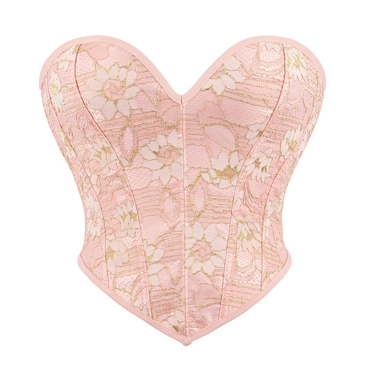 Nuevo rosa ligero encaje ajustado damas tórax soporte de pecho corte camisa Aliexpress suministro transfronterizo