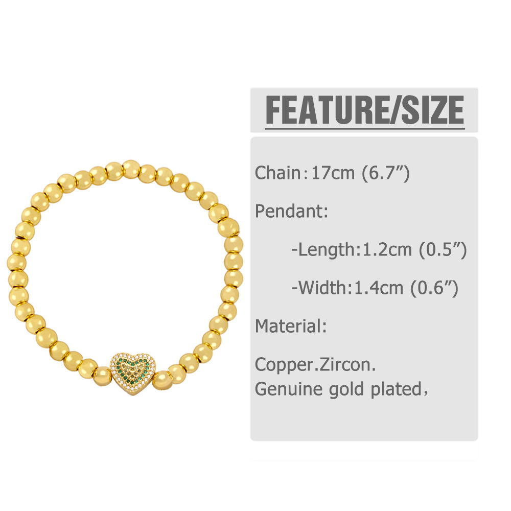 Fashion Copper Heart shape Bracelet Daily Zircon Copper Bracelets