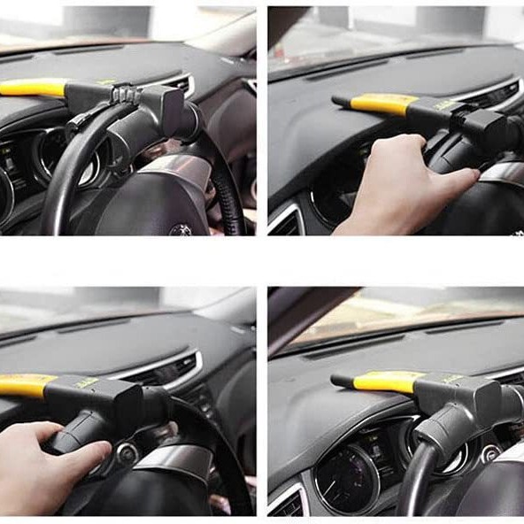 車用ハンドルロック2本の鍵円形ロックセンターt型ロック盗難防止自動車ロック大型自動車ハンドルロック|undefined