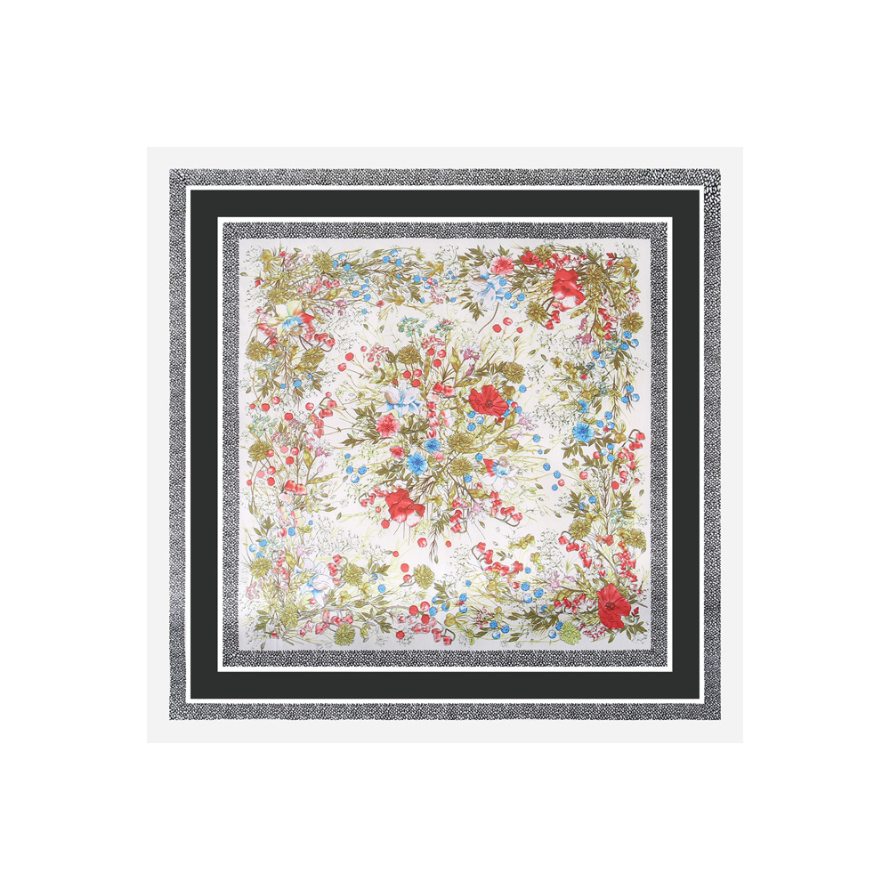Hangzhou seda elegante estampado floral imitación seda bufanda de seda chal moda atmósfera satén bufanda cuadrada de sentido avanzado