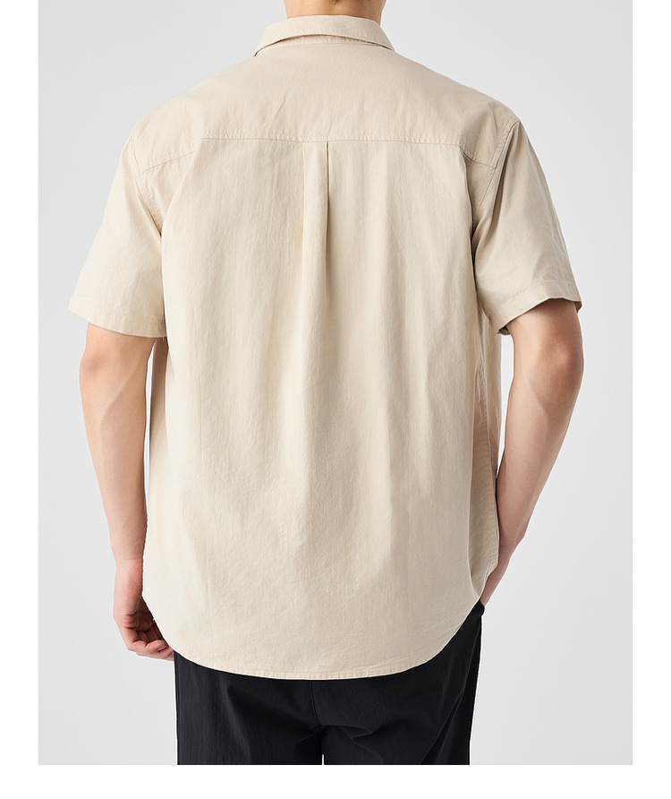 Áo sơ mi nam ngắn tay cotton trơn phong cách mới — Màu đen chi tiết 38