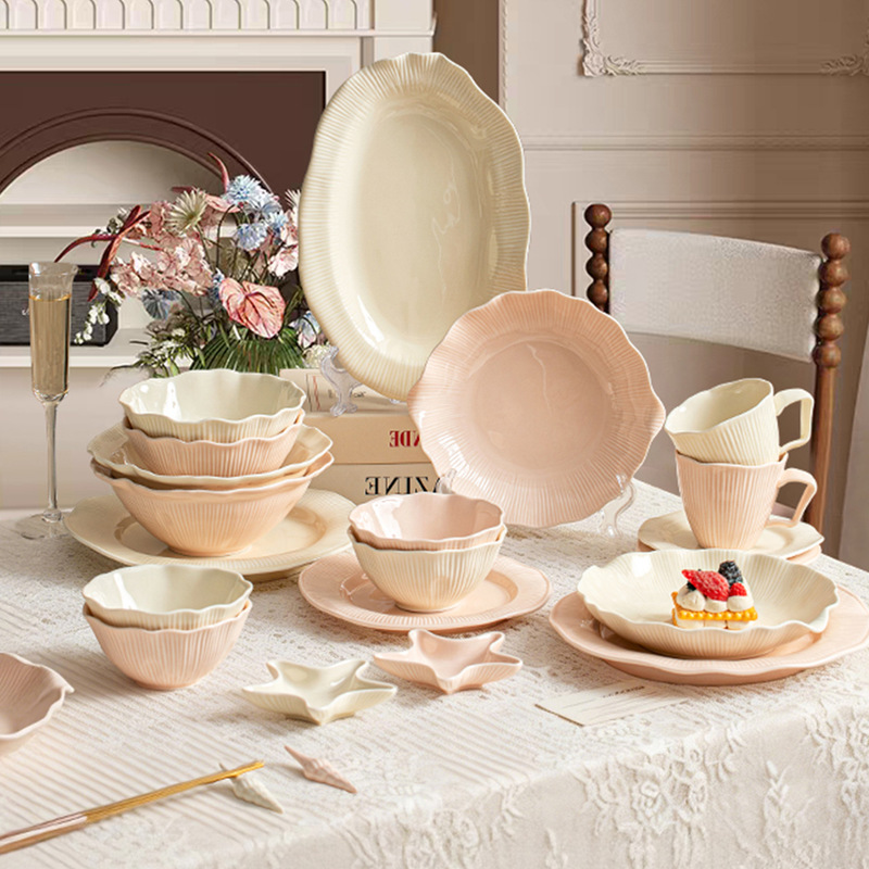 Dish Set, Household Tableware Set, Ceramic Sweetheart Coast Bowl and Plate Combination, Gift-Giving New Product, High-End Gift Box Dish Set, Household Tableware Set, Ceramic Sweetheart Coast Bowl and Plate Combination, Gift-Giving New Product, High-End Gift Box