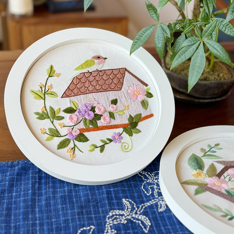 Nuevos productos de pájaros cuelgan pinturas Lu bordado DIY material de bordado paquete Inglés creativo transfronterizo conjunto de bordado cruzado a mano