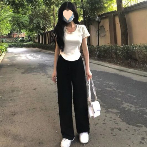 Pocket Wide Leg Pants for Women Spring Autumn Original Host Style Student Korean Version Loose Matchy Matchy Droopy Feeling Wide Leg Pants