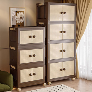 Medieval Style Storage Cabinet Folding Installation-Free Storage Box Home Bedroom Clothes Cabinet Large Capacity Storage Box Snack Cabinet