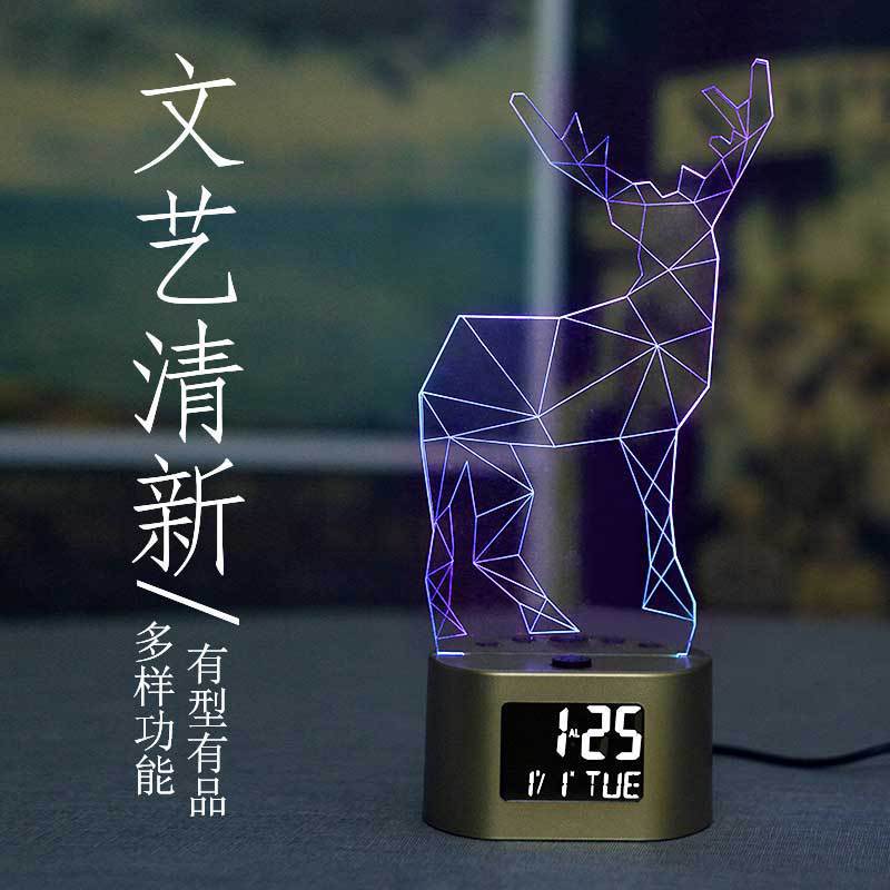 Reloj despertador infantil 3D creativo de venta caliente, luz nocturna multifunción, reloj electrónico de regalo, venta directa de fábrica