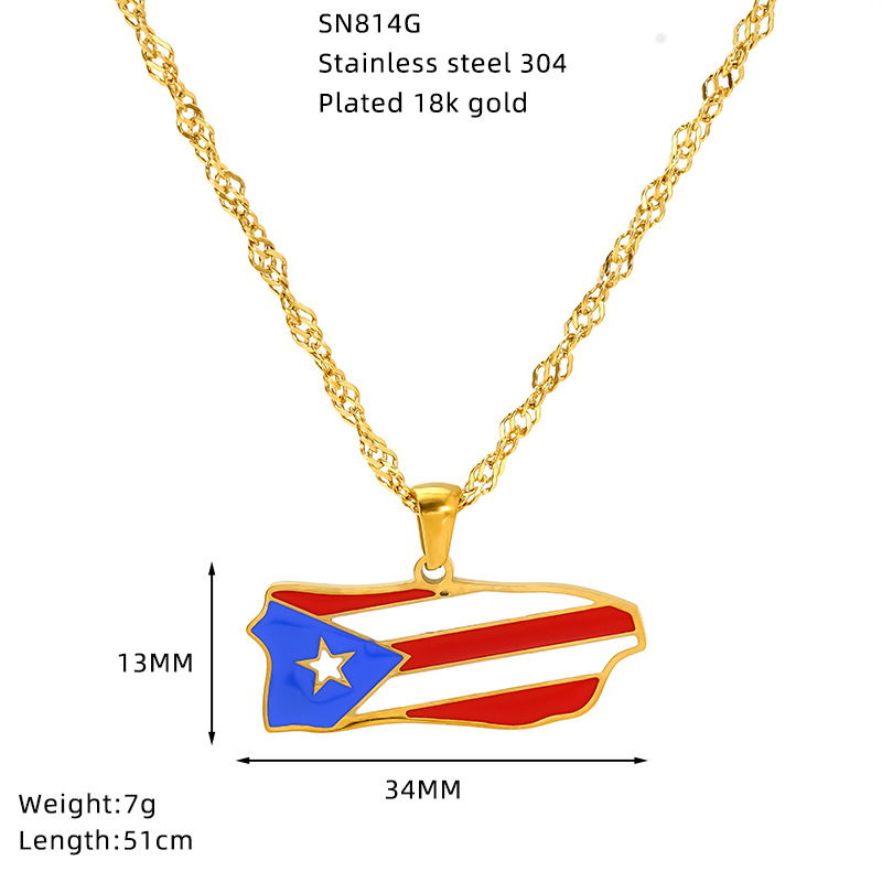 Wholesale Jewelry Hip-Hop Streetwear National Flag Map 304 Stainless Steel Enamel Pendant Necklace Singapore Chain display picture 8
