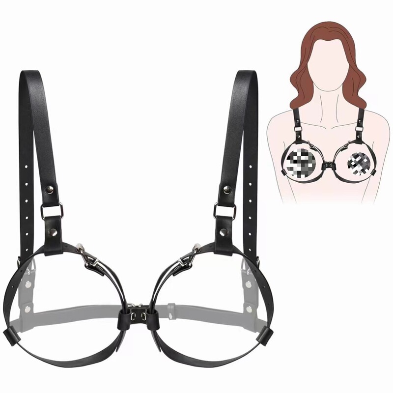 Factory Wholesale Sm Leather Bra Adjustable Ring Bra with Alternative Erotic Bondage Chest Strap Sexy Leather