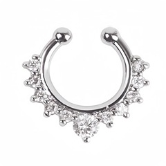 Cross-border non-piercing nose clip, pierce-free alloy rhinestone-studded nose ring&mdash;stylish, easy-to-wear faux nose studs wholesale