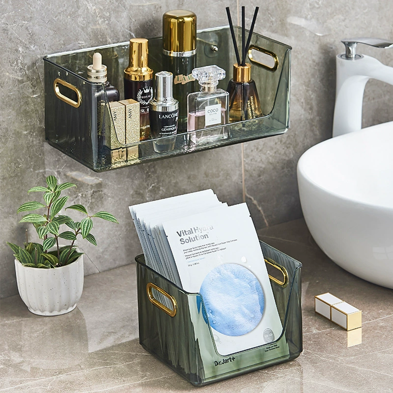 Легкая Роскошная настенная корзина для хранения из ПЭТ, поднос для ванной комнаты, умывальник для ванной комнаты, косметическая коробка для ухода за кожей