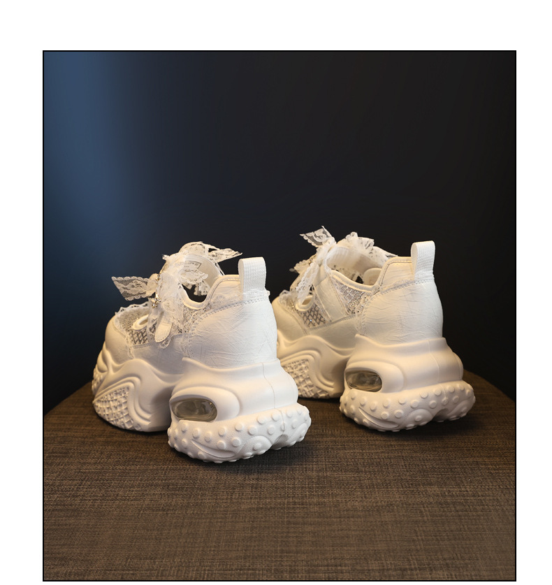 Giày sneaker nữ đế dày tăng chiều cao thoáng khí lưới thể thao — màu trắng chi tiết 20