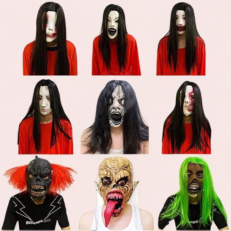 Halloween Masquerade Male Ghost Female Ghost Horror Latex Headgear Escape Room Npc Mask Haunted House Props