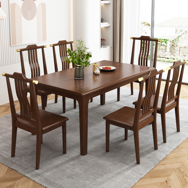 Mesa de comedor de nogal + 6 sillas