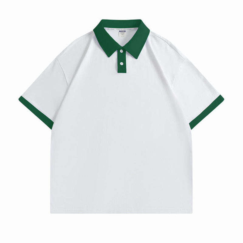 Tallas europeas y americanas, estilo retro americano, mangas raglán, camiseta holgada de algodón puro con cuello, polo de marca de moda, personalizable