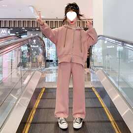 女童套装秋冬款洋气2025新款儿童加绒加厚休闲冬季时髦运动两件套