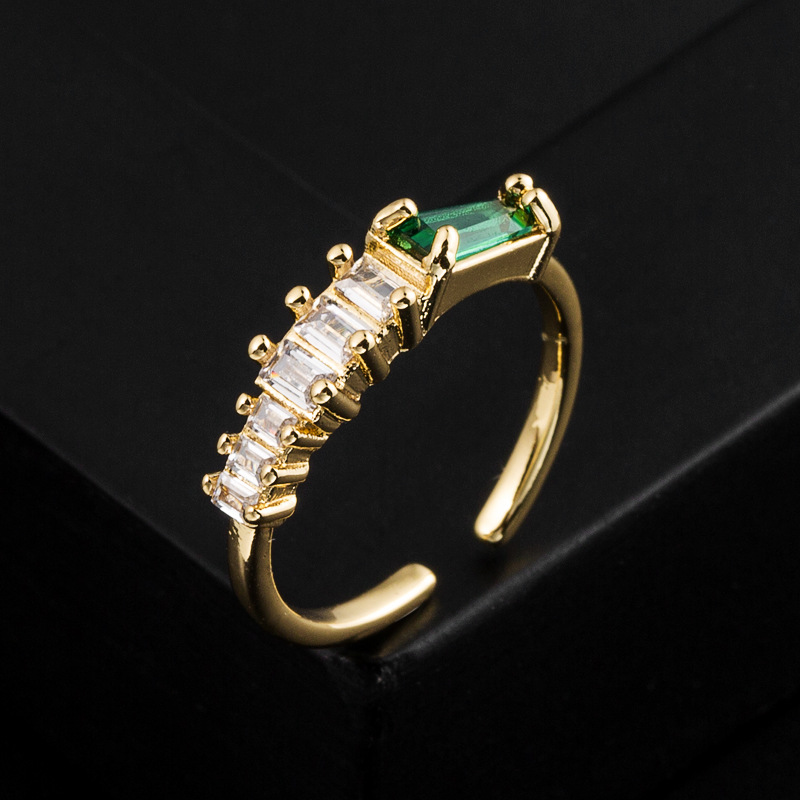 Fashion Gold-Plated Micro Inlaid Zircon Oval Square Green All-Match Copper Earrings Accessories