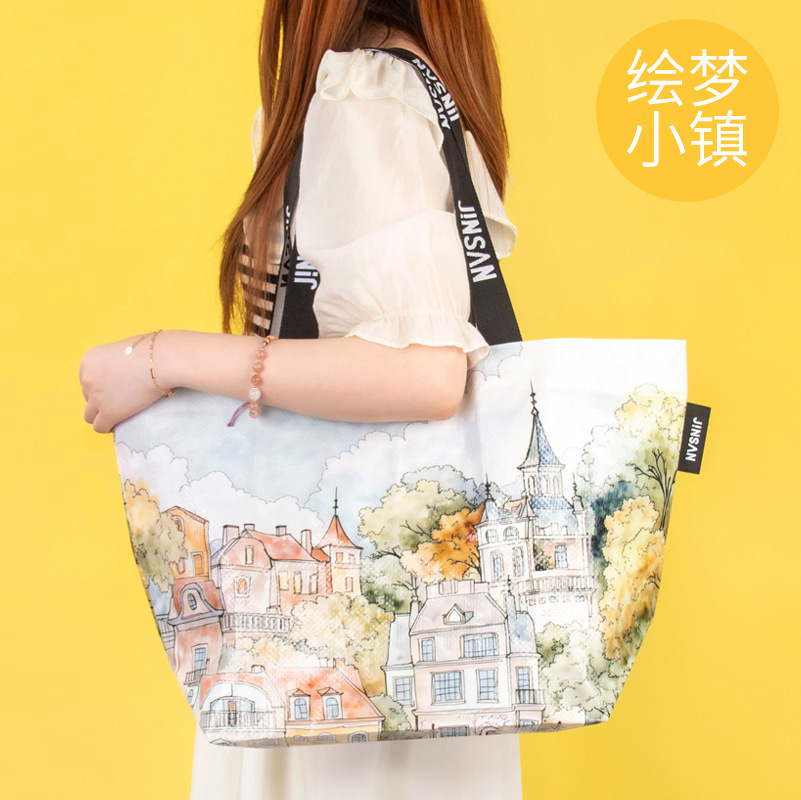 Bolsas tejidas portátiles transfronterizas personalizadas regalos ecológicos creativos bolsas de compras tejidas bolsas tejidas laminadas de gran capacidad al por mayor