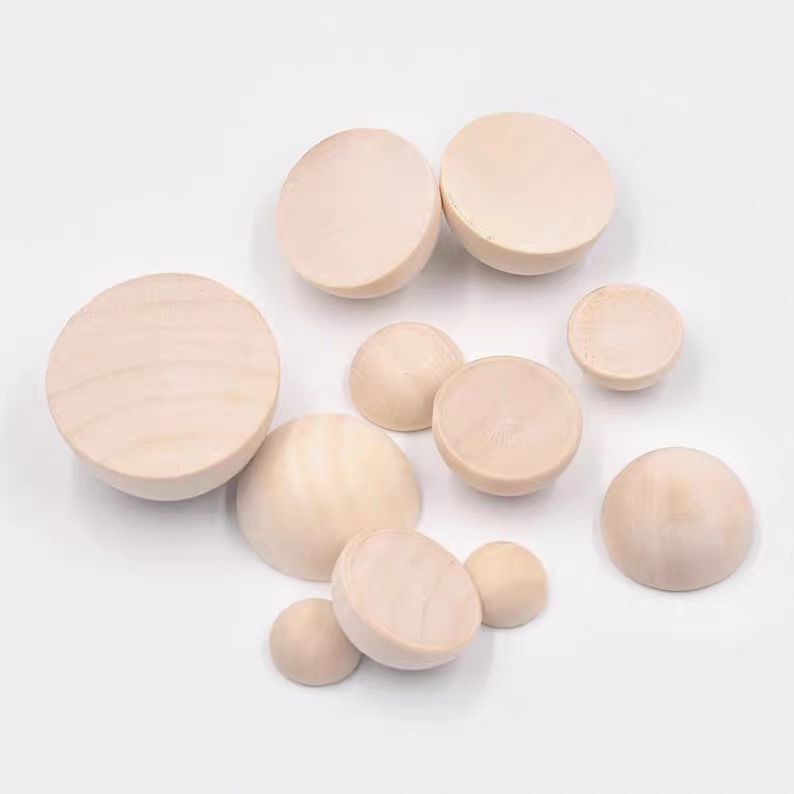 Wooden Color Semi-Circular Flats Bottom Diy15-50Mm Lotus Wood Non-Porous Wooden Beads Half Wooden Semi-Circular Ball Beads Loose Beads