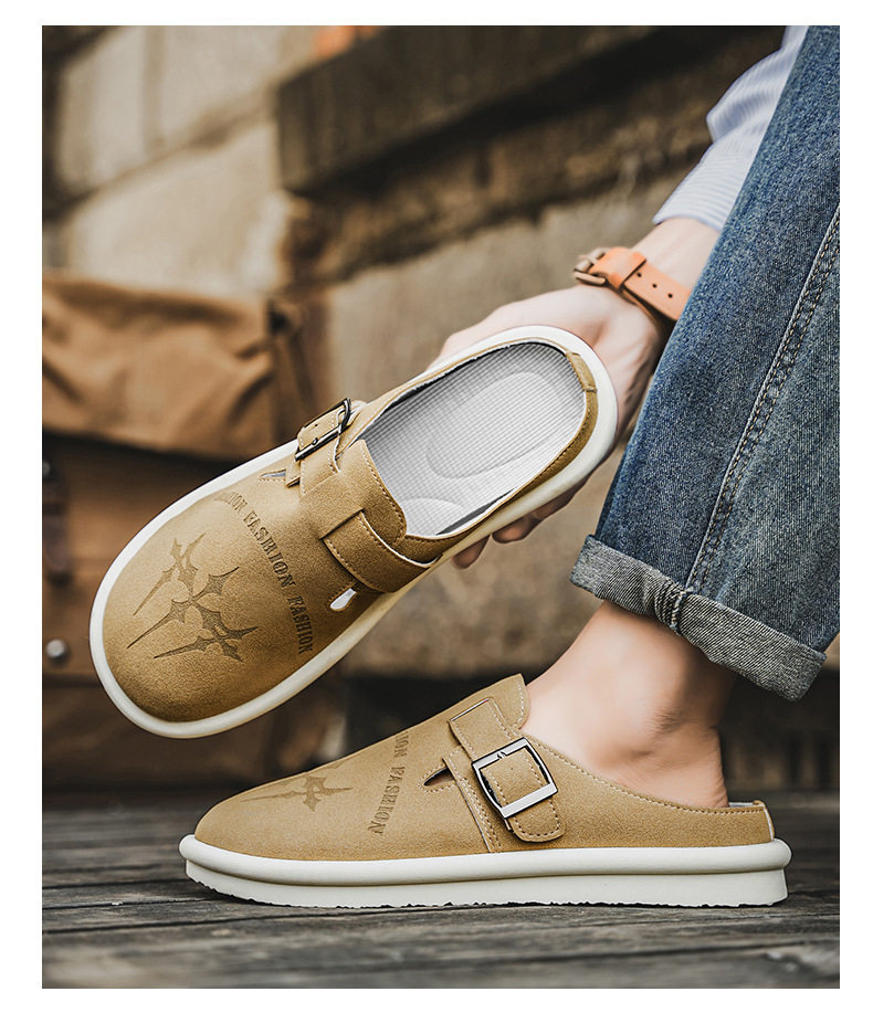 Dép sandal nam nửa gót không quai hậu, thoáng khí mùa hè, đế bằng nhẹ, size lớn 39–47 — BK 502m màu, BK 503m màu, BK 505m màu nâu, BK501 kaki chi tiết 18