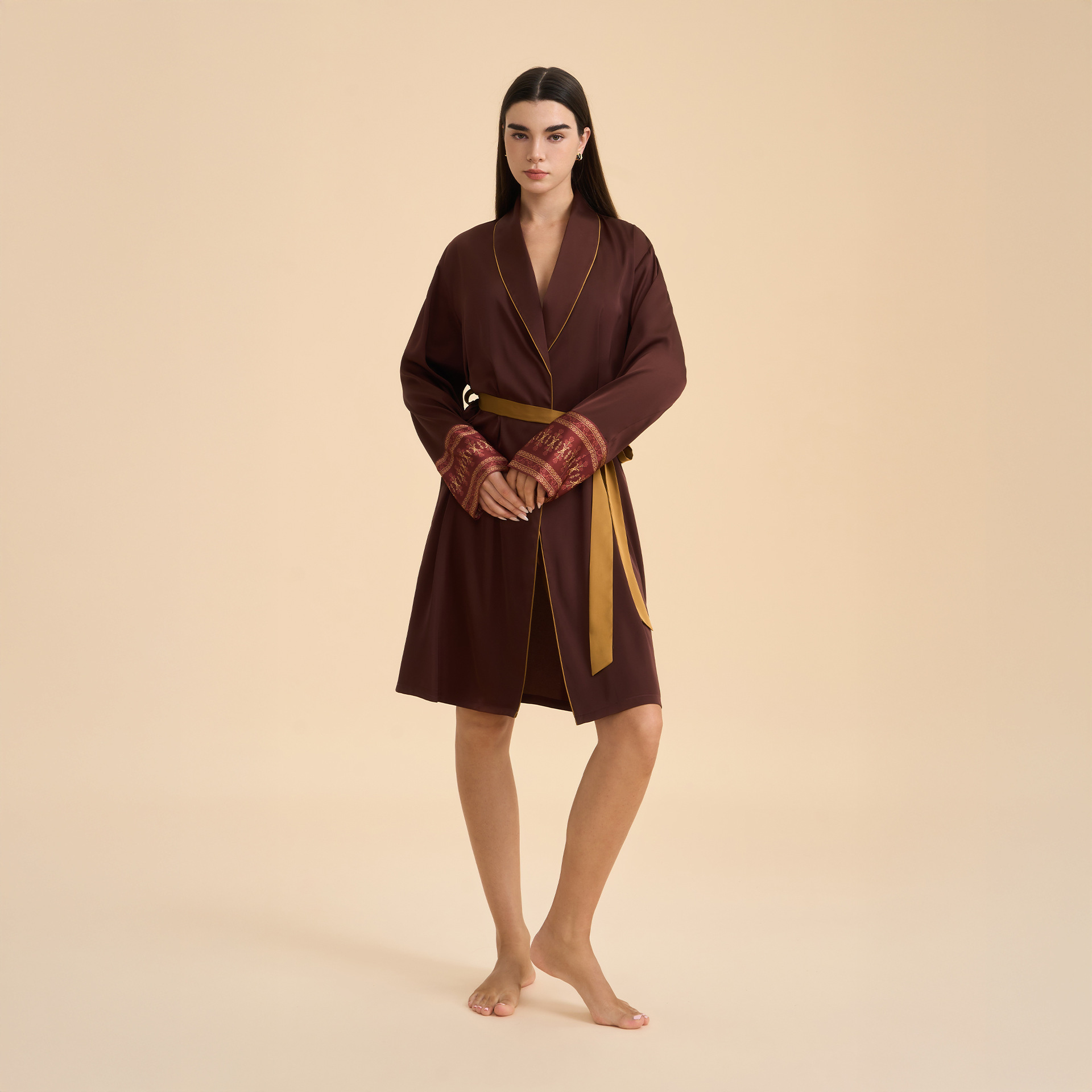 Amazon nueva primavera y otoño de manga larga suelta de dama satén verde fruta cuello pijama vestido corto transfronterizo ropa para el hogar WP3953