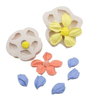 Gesang Flower Cake Decoration Internet Celebrity Tulip Flower Leaf Shape Baking Decoration Silicone Chocolate Dessert Mold