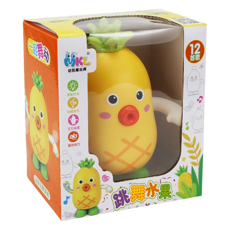 Nuevo estilo cantando baile fruta juguete eléctrico niños 1-3 años de edad bebé sonido baile muñeca al por mayor