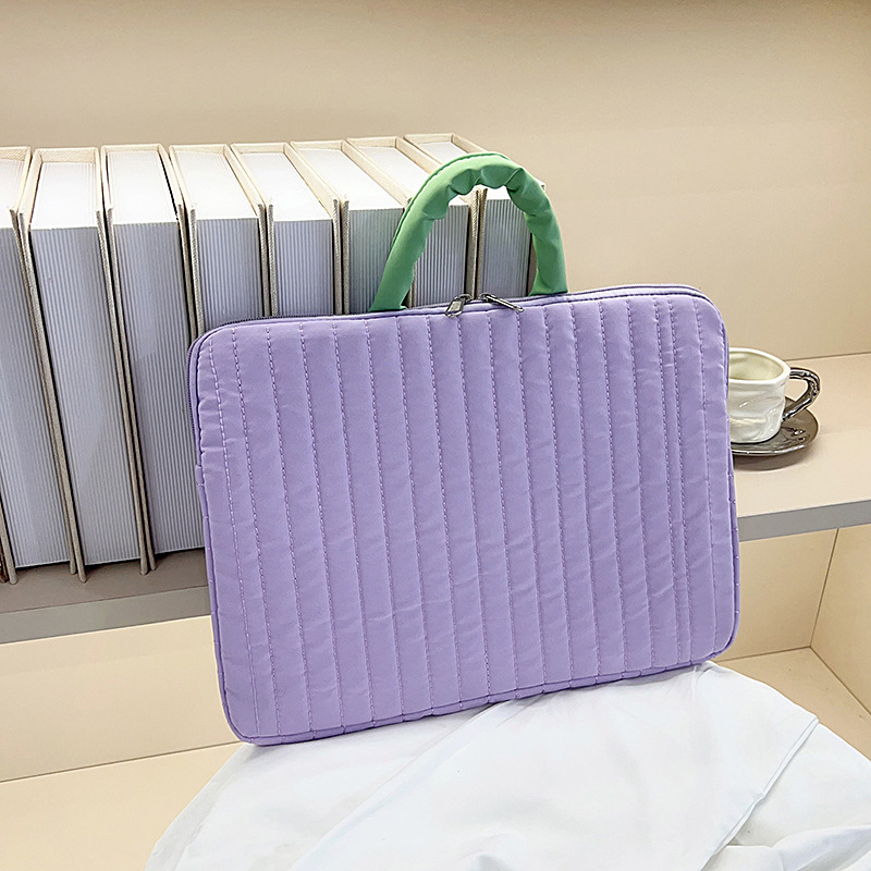 Korean-Style Fresh and Simple Color-Blocking Handbag with Inner Sleeve 11inch Tablet/Ipad Bag 14inch Shockproof Laptop Bag