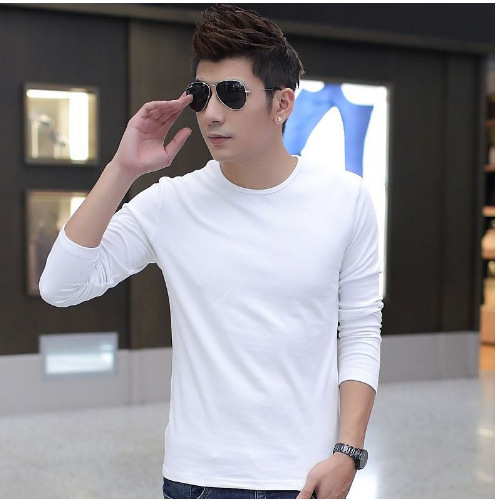 Invierno transfronterizo camisetas de camisa de cuello redondo de manga larga para adolescentes varones impresión de moda engrosada ropa superior