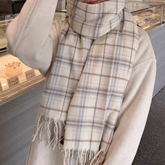 女性用スカーフ 冬用 高級感のある格子柄ショール 2025年新作 秋用 多用途 おしゃれなネックウォーマー 両面厚手 トレンドの2WAY