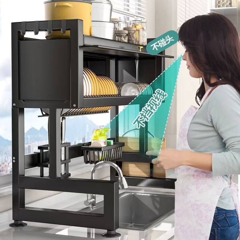 Estante de almacenamiento de fregadero de cocina personalizado lavavajillas cubierta de cubierta a prueba de polvo cuchillos de platos y platos de cocina estante de almacenamiento de agua