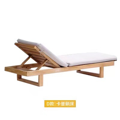 Cama reclinada terraza al aire libre villa piscina silla de playa silla de madera maciza muebles nórdico plegable silla de descanso al aire libre