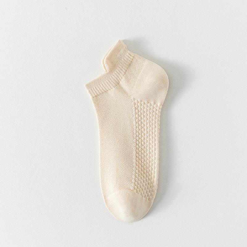 Calcetines de algodón de color sólido, calcetines de barco de malla de verano, calcetines de algodón de paquete independiente, calcetines cortos