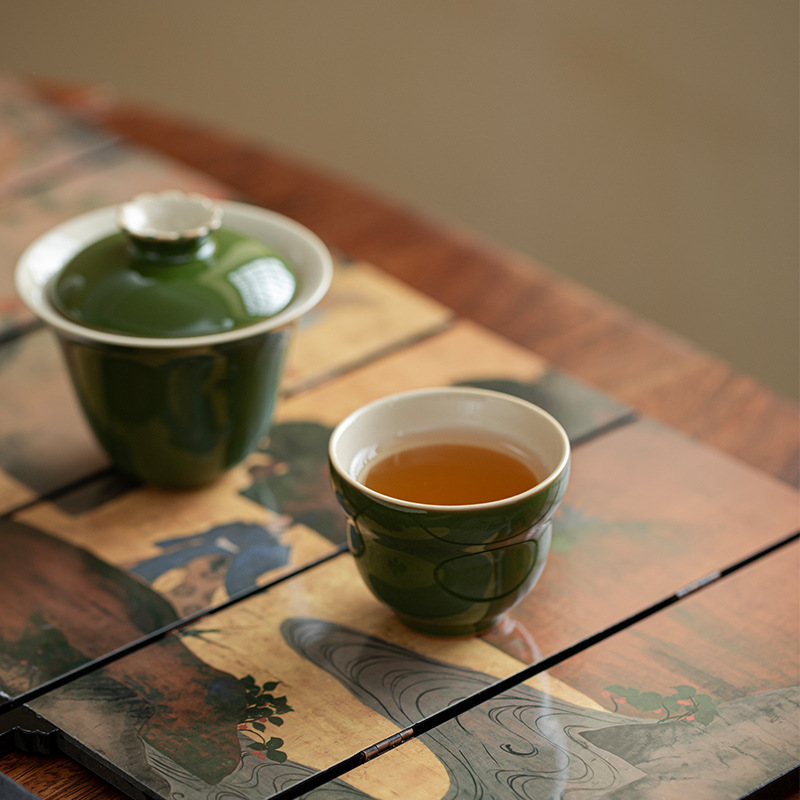 祖母绿葫芦陶瓷主人杯家用女士专用复古功夫茶具茶杯大号单杯|undefined