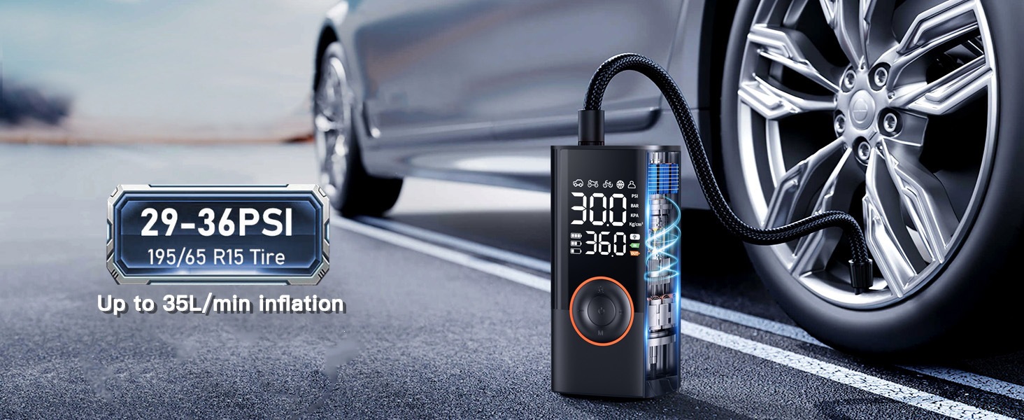 Cross-border best-selling wireless car air pump, electric smart portable off-road bicycle air pump with lighting