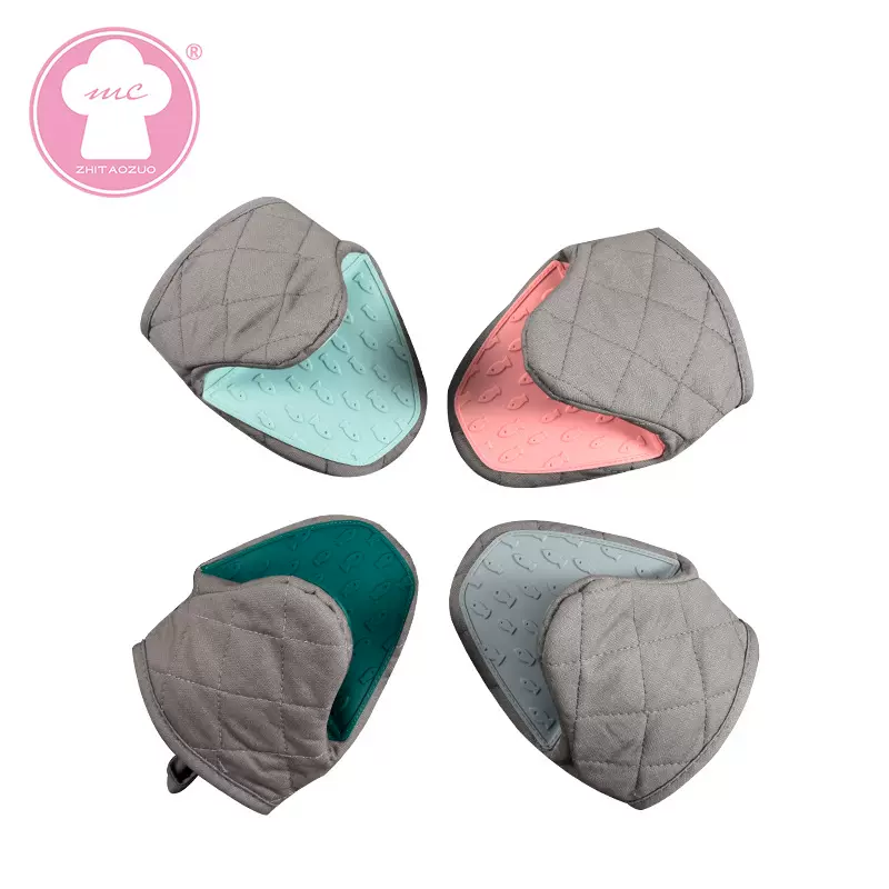 56g鱼形半硅胶布手夹手套微波炉硅胶加棉双层烘焙烤箱隔热手套