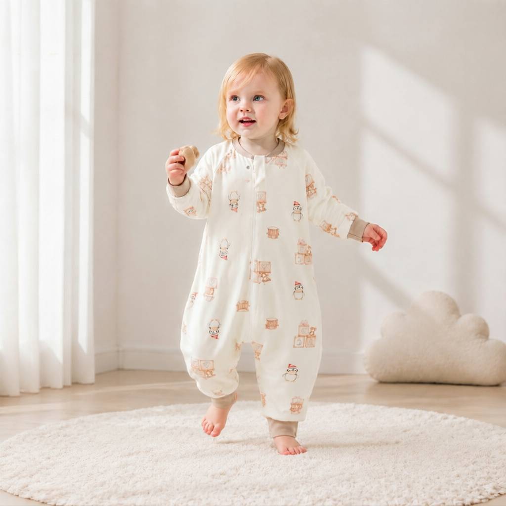 Autumn New Model Mo Cotton Split-Leg Sleeping Bag for Children, Anti-Kick One-Piece Four-Season Sleepwear, Class A Baby Sleeping Bag