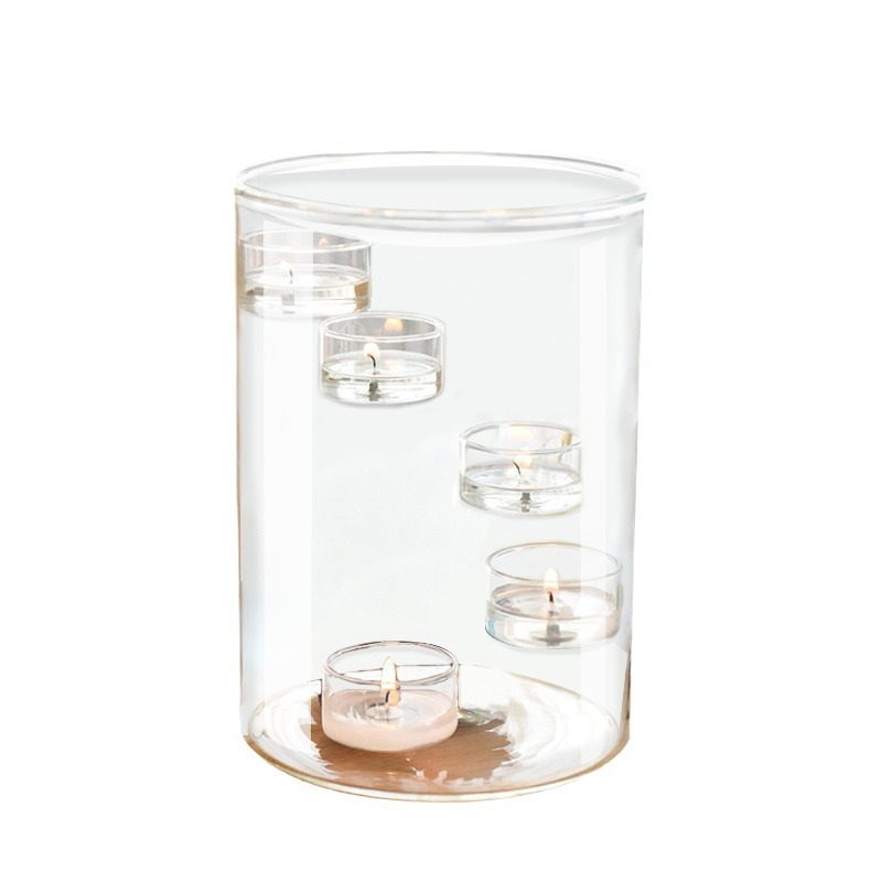 Directo de fábrica de estilo europeo grande de vidrio candelabro vela cena decoración creativa giratoria candelabro vela hogar