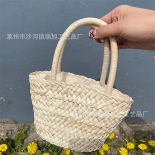 Straw purse for leisure, beach shoulder bag