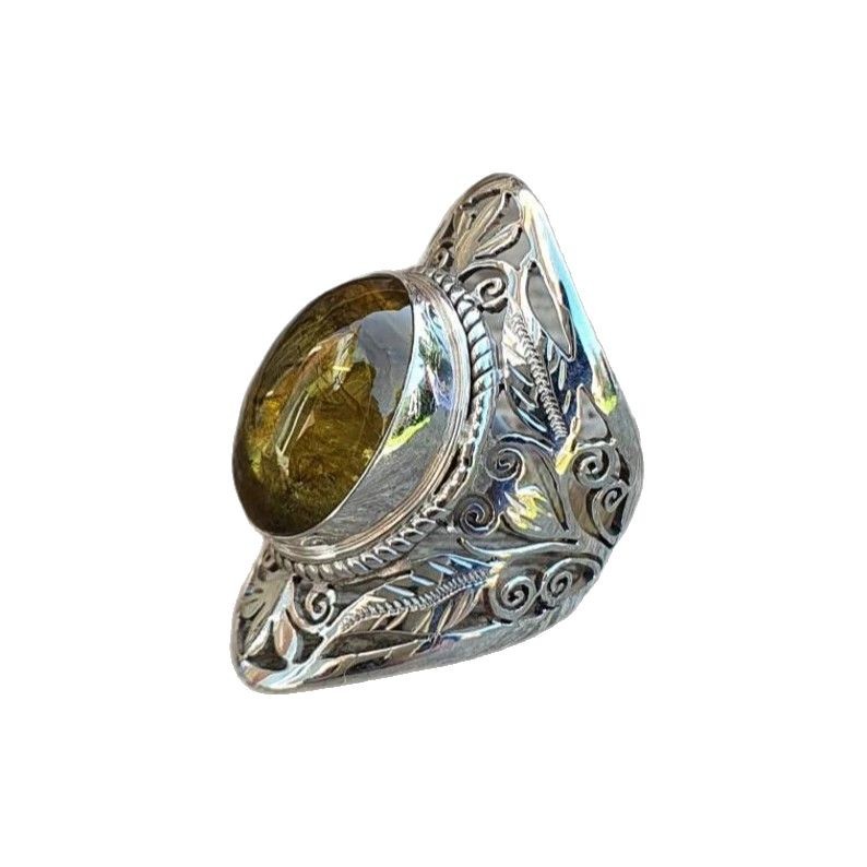 Anello da uomo retro con pietra preziosa lega bicolore artista_voghion.com