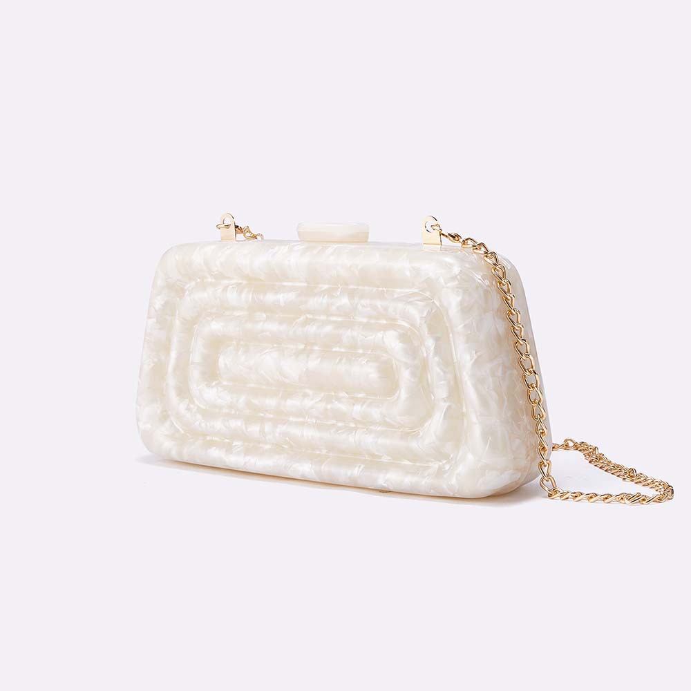 Elegant Acrylic Clutch Bag – Vintage-Inspired Evening Handbag With Chain Strap, Magnetic Closure & Phone Pocket_voghion.com