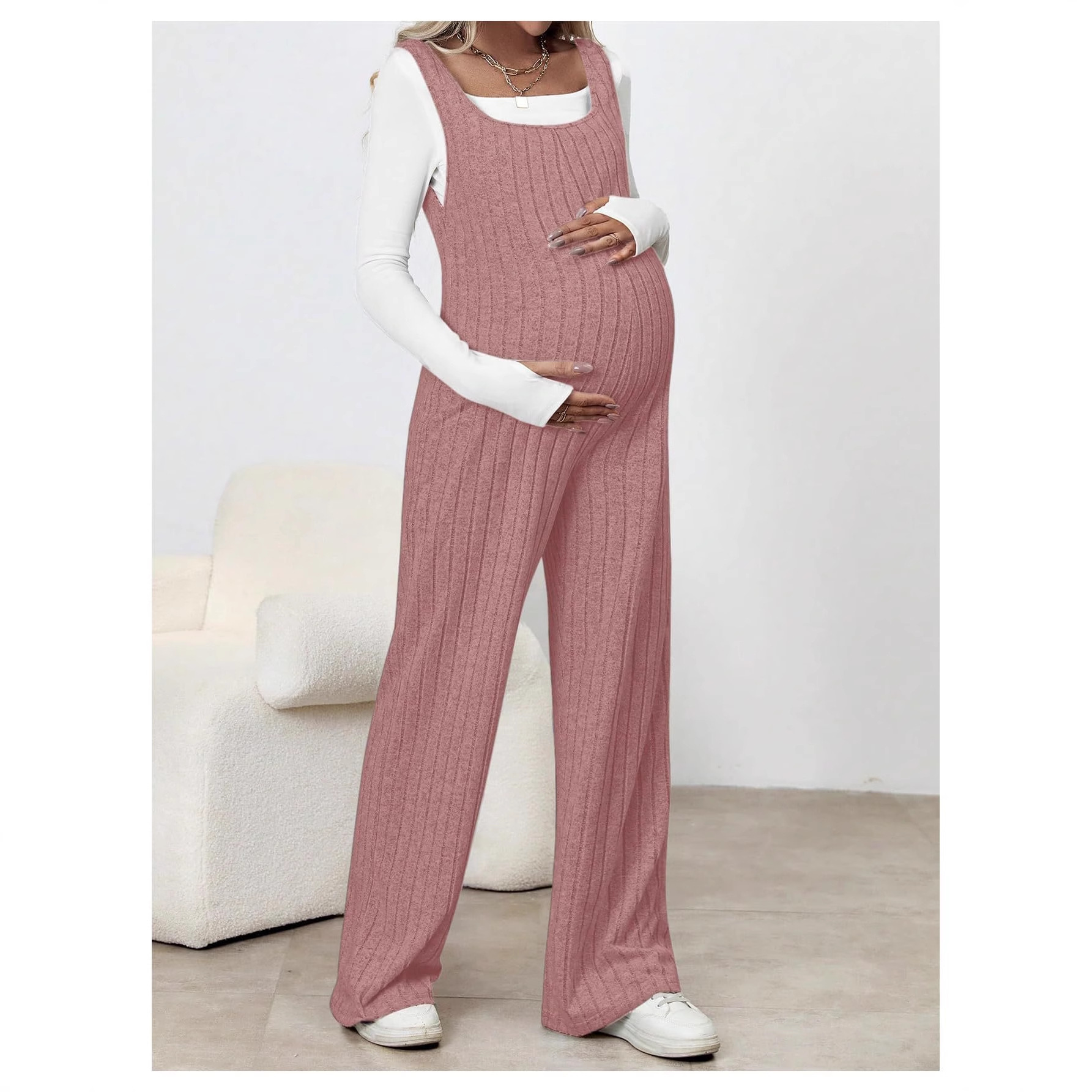 European and American Maternity Jumpsuits, Sleeveless Straight Jumpsuits, Pit Knitted Maternity Jumpsuits, Comfortable and Fashionable Outfits