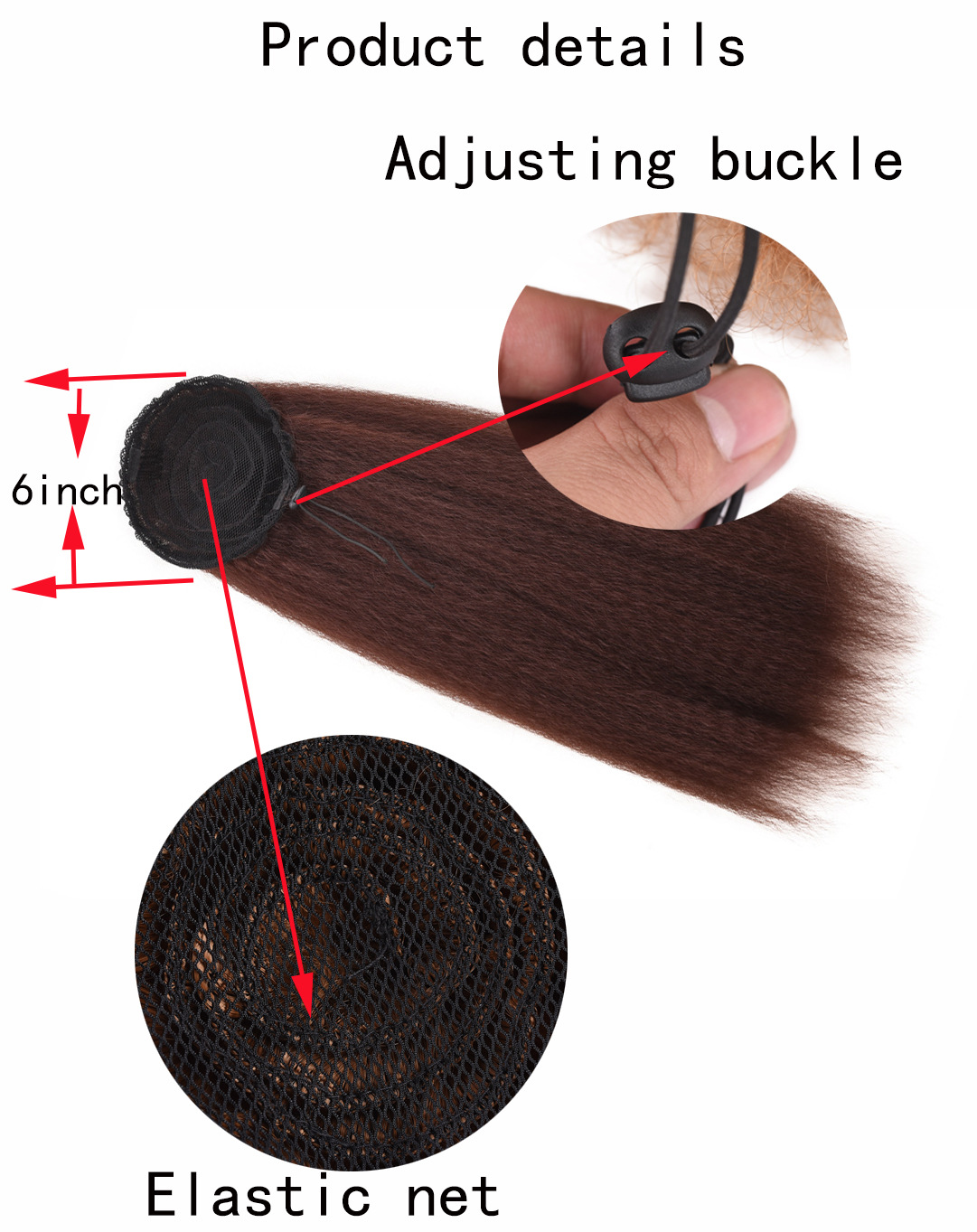 Synthetic hair 18 inch drawstring net pocket corn whisker medium length curly hair explosion wig ponytail_voghion.com