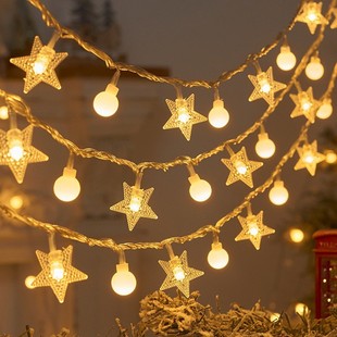 2024 Christmas lighting small colored lights full of stars white colorful outdoor camping plug-in small snowflake string